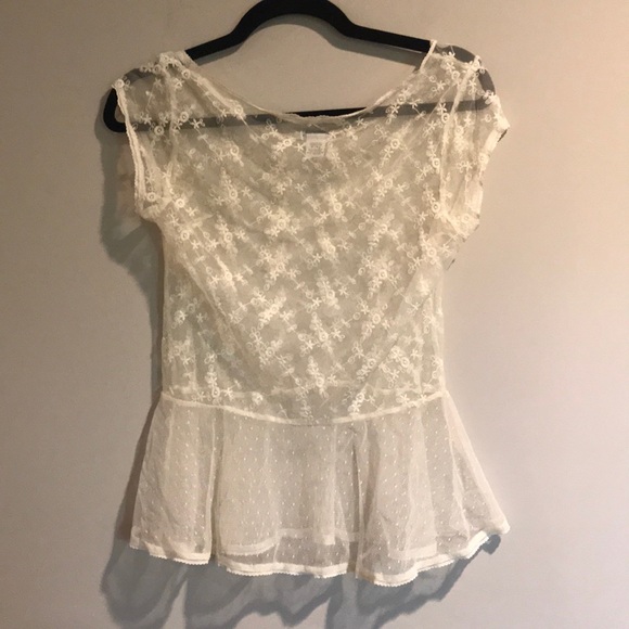 Aerie White peplum shirt - Picture 2 of 3